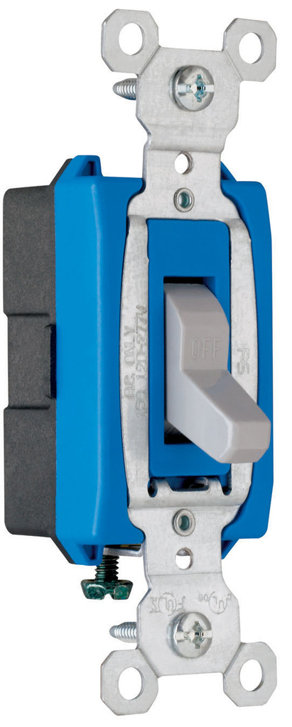 Pass & Seymour CS15AC1GRY Toggle Switch 15A Single Pole Side Wire Gray Thermoplastic