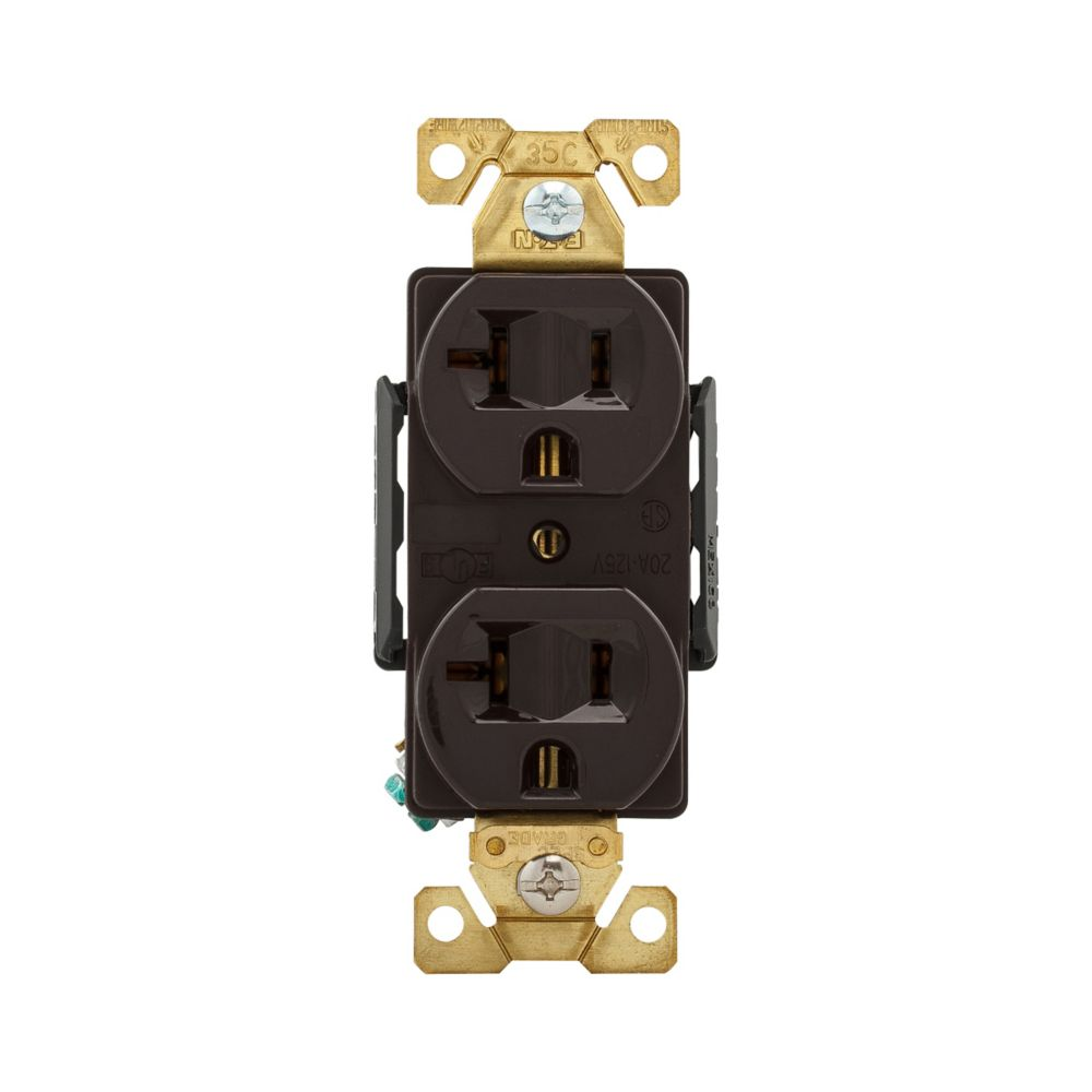 Cooper Wiring Devices AH5362B Duplex Receptacle 20A 125V #14-10 AWG Brown Nylon Face