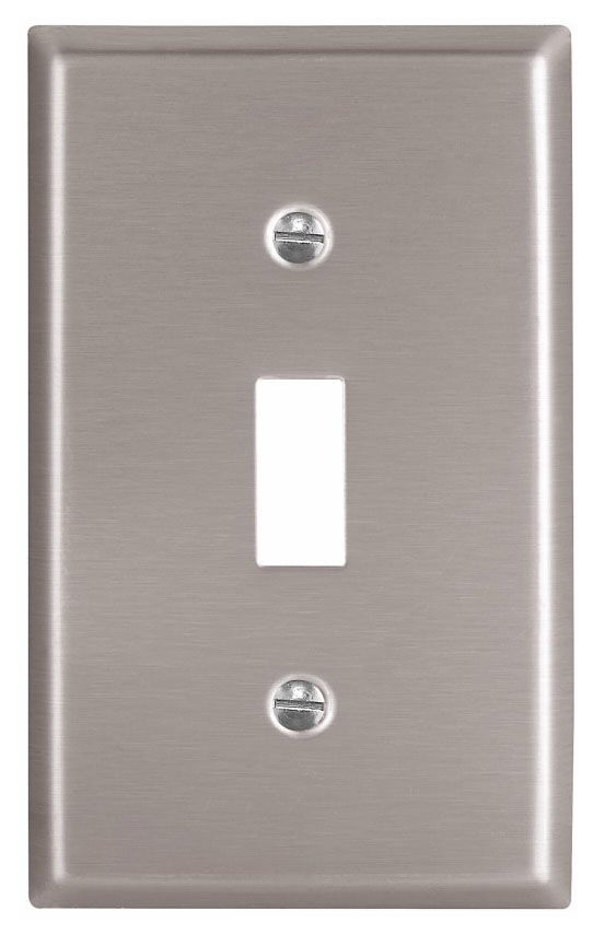 Cooper Wiring Devices 93071-BOX Wall Plate 1 Gang 1 Toggle Switch Brushed Satin Stainless Steel 0.032 Inch Thickness