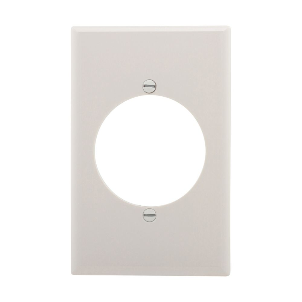 Cooper Wiring Devices PJ724W Mid-Size Single-Gang Power Outlet Wallplate 2.15 in Hole White Polycarbonate