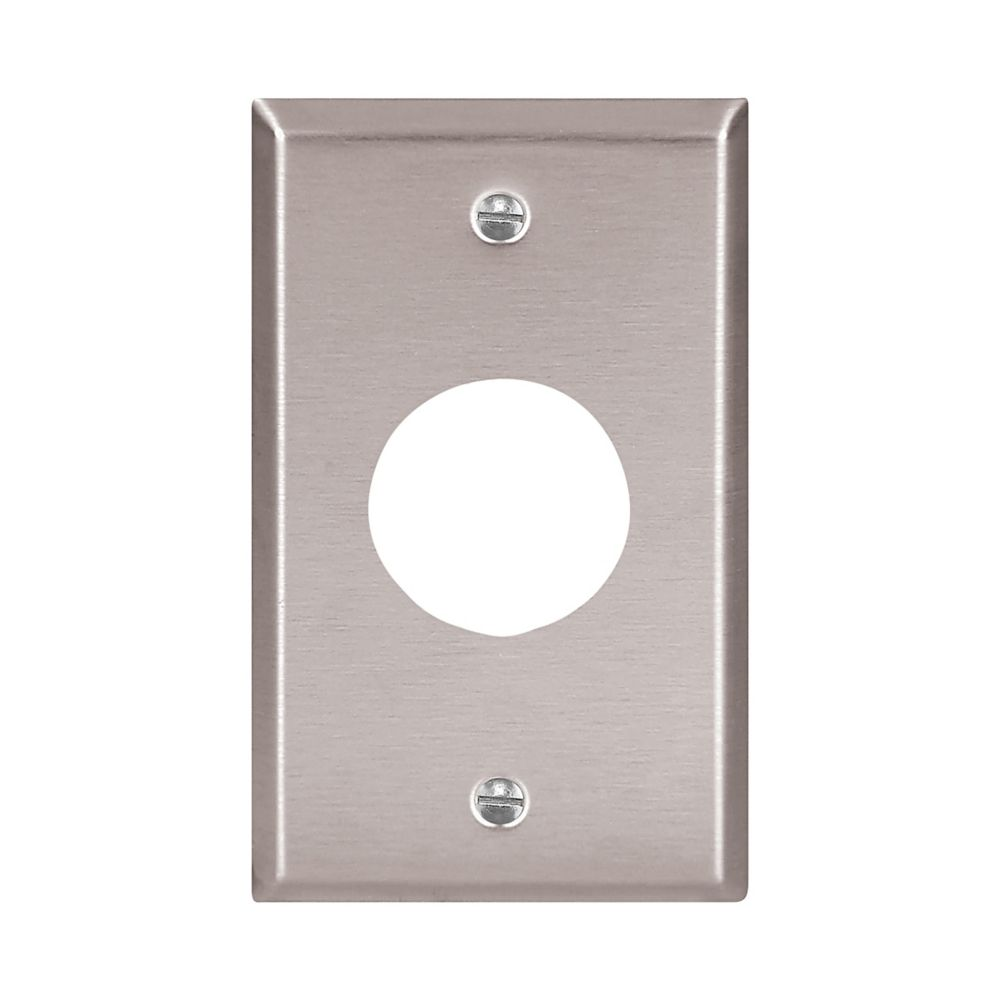 Cooper Wiring Devices 93091-BOX Wallplate Single-Gang Power Outlet 1.406 in Hole Stainless Steel