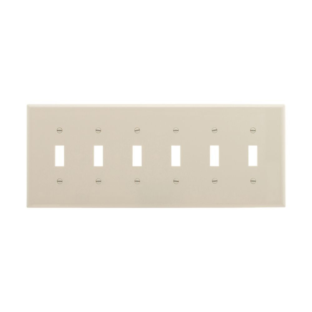 Cooper Wiring Devices PJ6V Wallplate Six-gang Toggle Switch Mid-size Ivory Polycarbonate