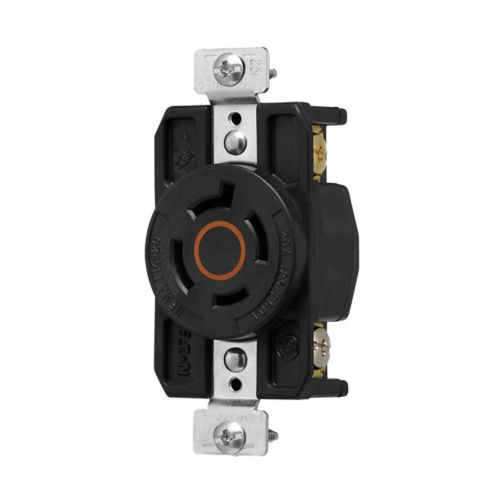 Cooper Wiring Devices AHCL1420R Locking Receptacle Industrial Grade 20A 125/250V L14-20 3P Glass Filled Nylon Black Orange