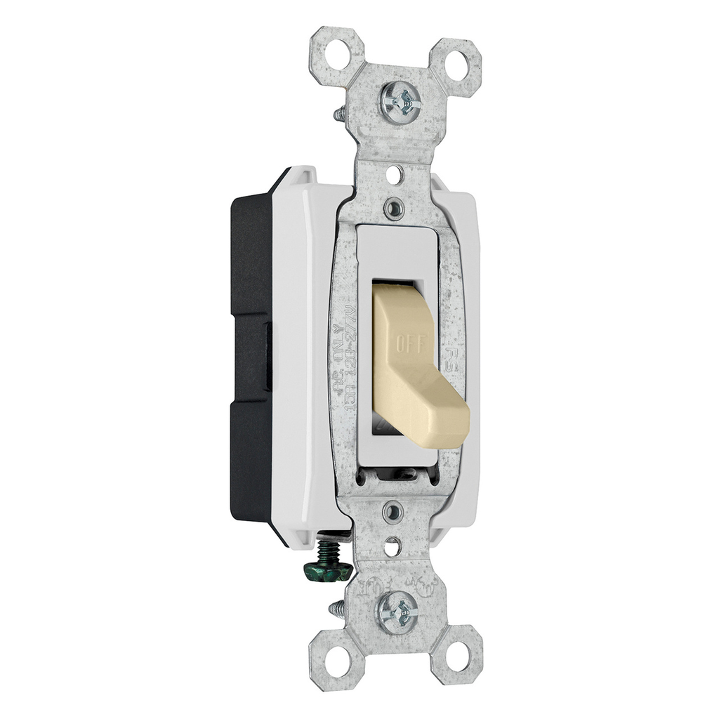 Pass & Seymour CS15AC1I Single Pole Toggle Switch 15A 120/277VAC Screw Terminals Ivory Thermoplastic