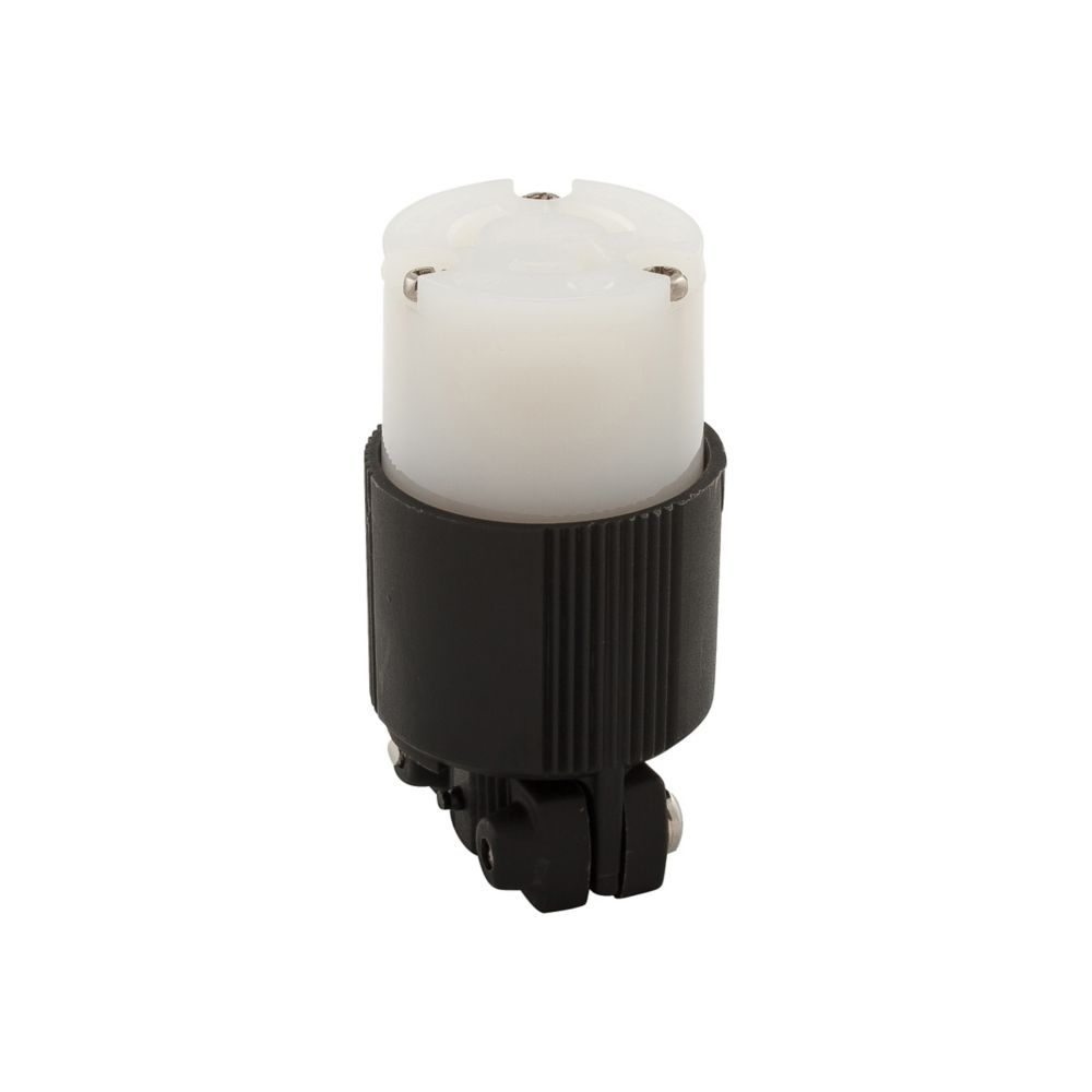 Cooper Wiring Devices CWL515C Locking Connector Nema L5-15 125V 15A Three-wire Safety Grip Black White Nylon