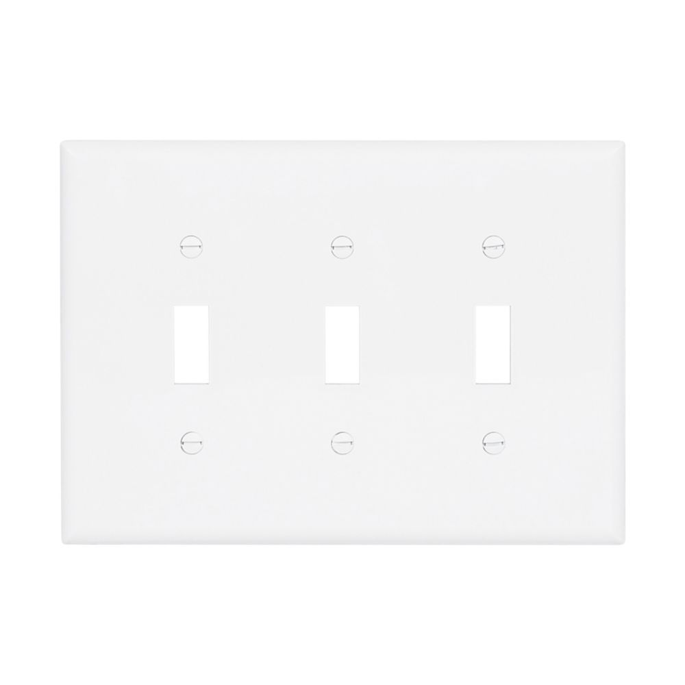 Cooper Wiring Devices PJ3W Wallplate Three-Gang Toggle Switch Mid-Size White Polycarbonate
