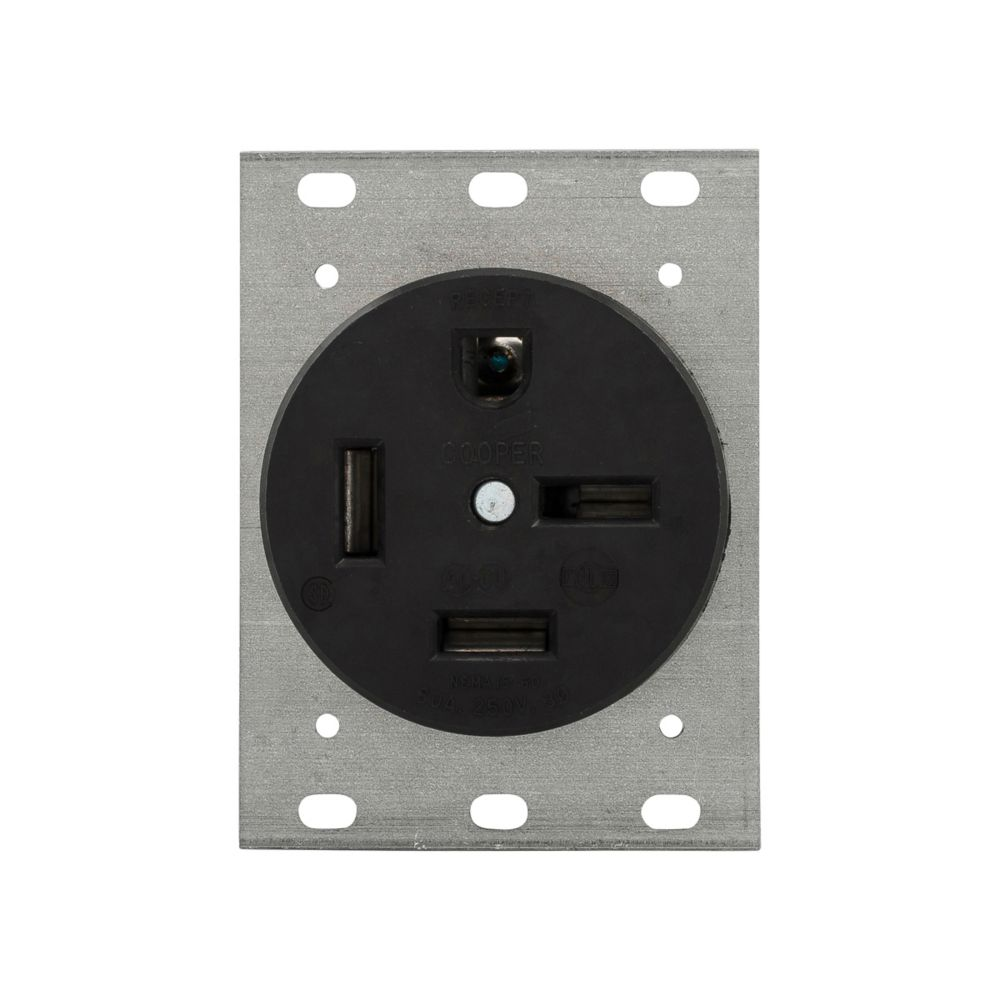 Cooper Wiring Devices 8460N Power Receptacle 60A 250V Three-pole Four-wire Flush Mount Black Glass-filled nylon