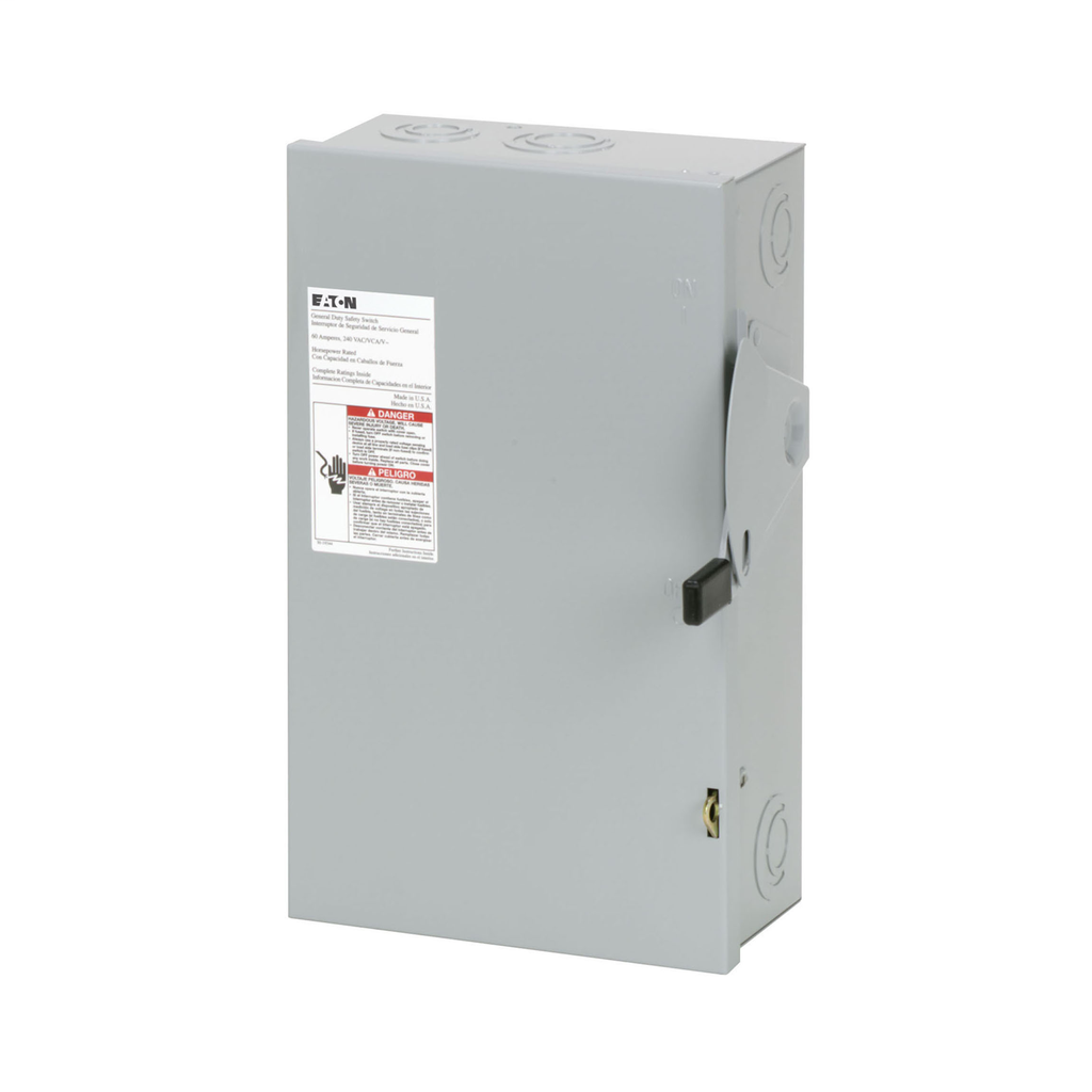 Cutler-Hammer DG322UGB General Duty Safety Switch 60A 240V Non-Fusible Three-Pole Painted Steel