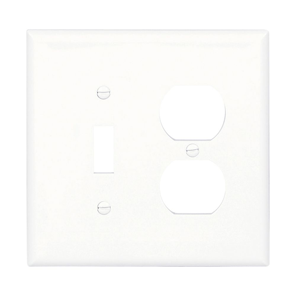 Cooper Wiring Devices PJ18W Wallplate Mid-size Two-gang Combination White Polycarbonate