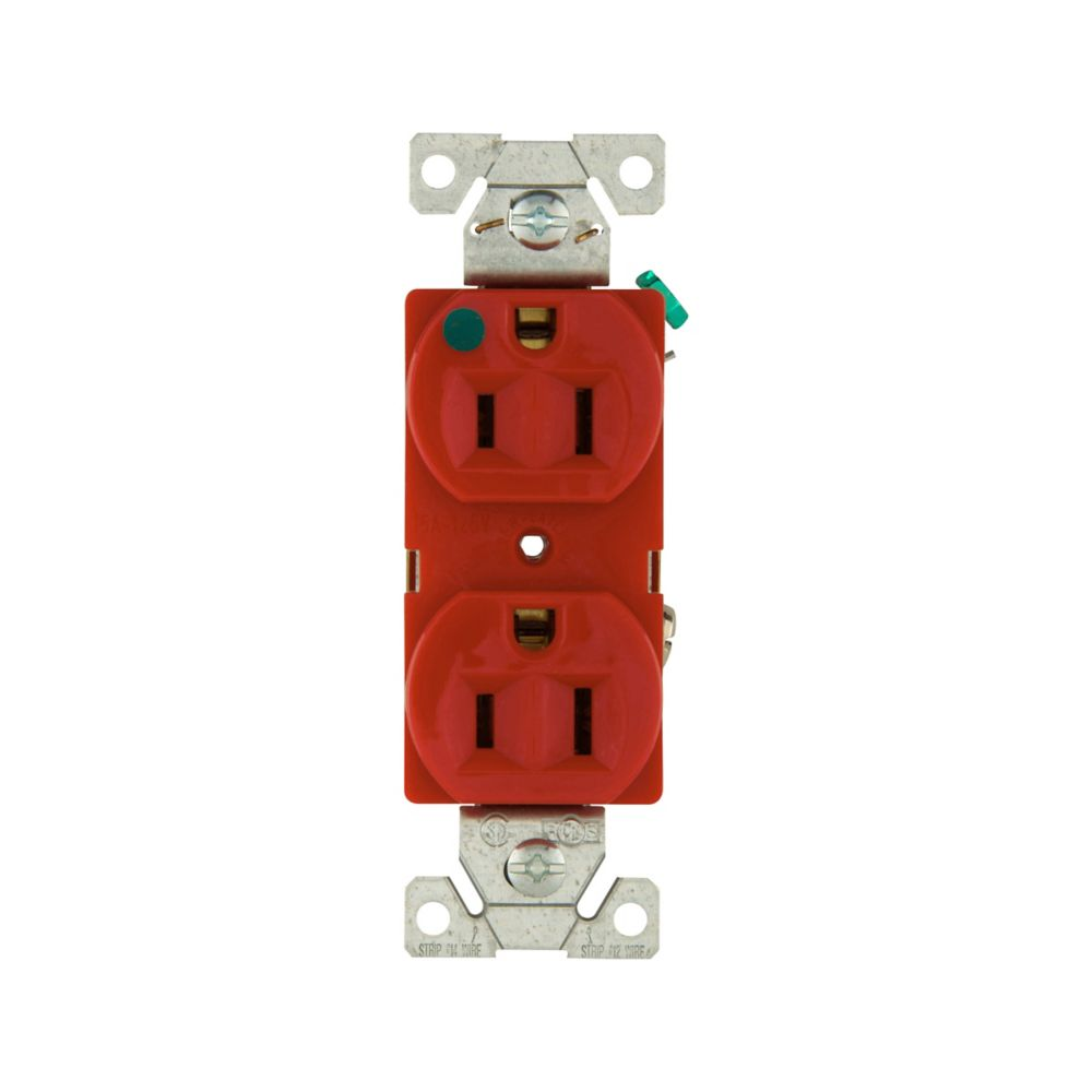 Cooper Wiring Devices 8200RD Duplex Receptacle 15A 125V Auto-grounding Red PVC