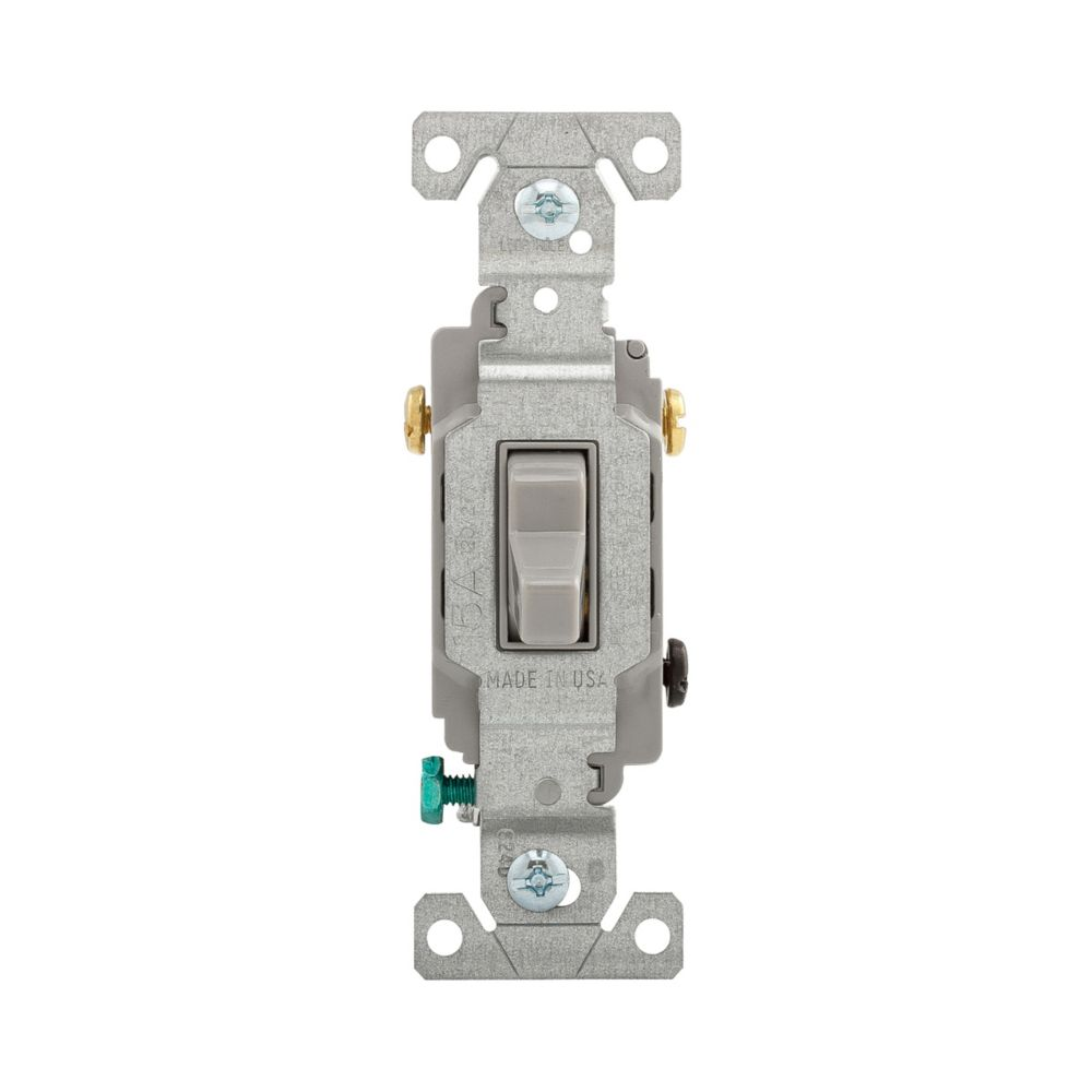 Cooper Wiring Devices CS315GY Toggle Switch Single-pole Three-way 15A 120/277V Gray PVC