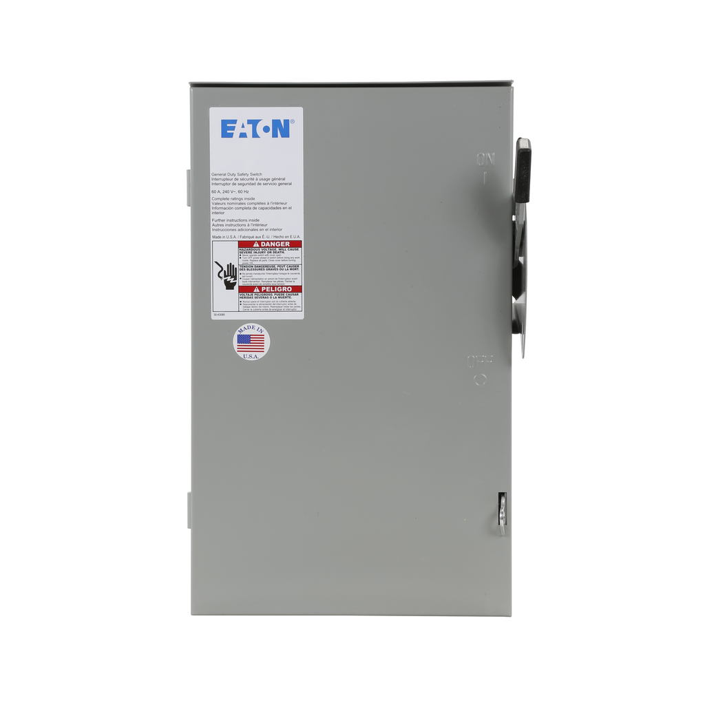 Cutler-Hammer DG222URB Safety Switch 60A 240V Two-Pole Two-Wire NEMA 3R Painted Galvanized Steel