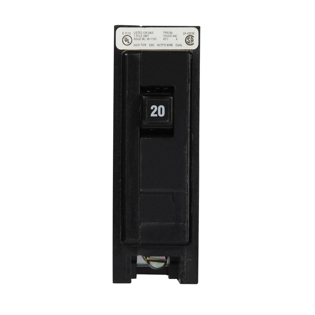 Cutler-Hammer BAB1020 Single-Pole Circuit Breaker 20A 120/240V 10 kAIC