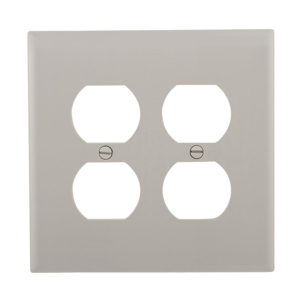Cooper Wiring Devices PJ82GY Wallplate Two-gang Mid-size Polycarbonate Gray
