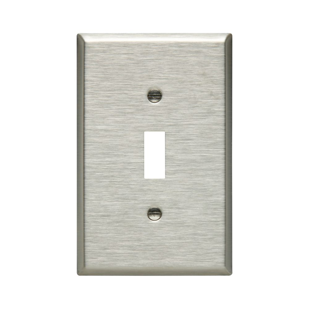 Cooper Wiring Devices 93971-BOX Wallplate Mid-size Single-gang Toggle Switch Cutout Stainless Steel