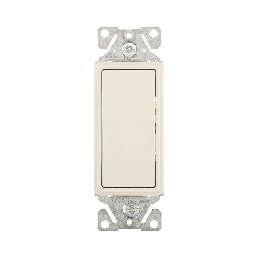Cooper Wiring Devices 7503LA Decorator Switch 15A 120/277V Three-way Thermoplastic Light Almond