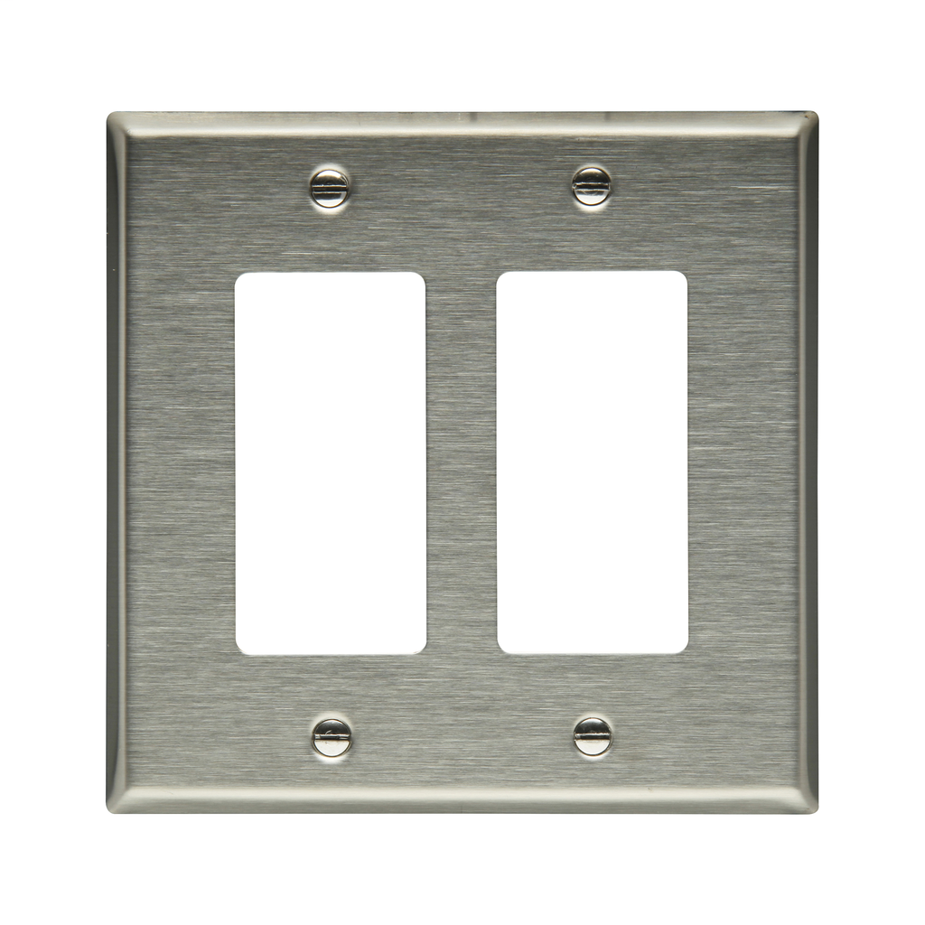 Cooper Wiring Devices 93935-BOX Wallplate Two-gang Mid-size Decorator Stainless Steel