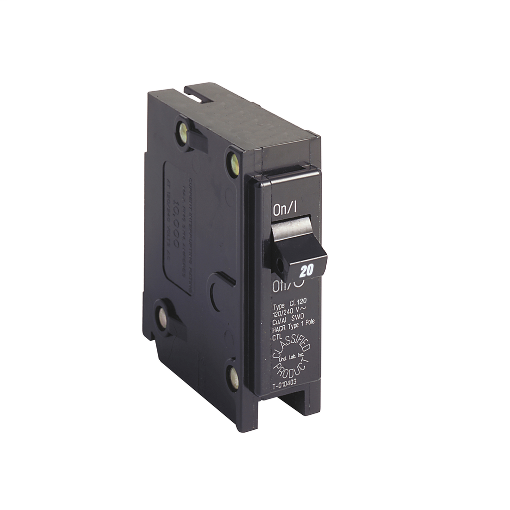 Cutler-Hammer CL120 Single-Pole Circuit Breaker 20A 120/240V 10 kAIC 1-Inch