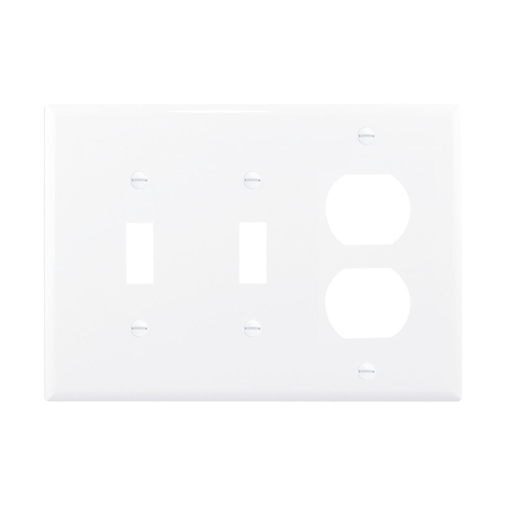 Cooper Wiring Devices PJ28W Wallplate Combination Cutout Three-gang Mid-size Polycarbonate White