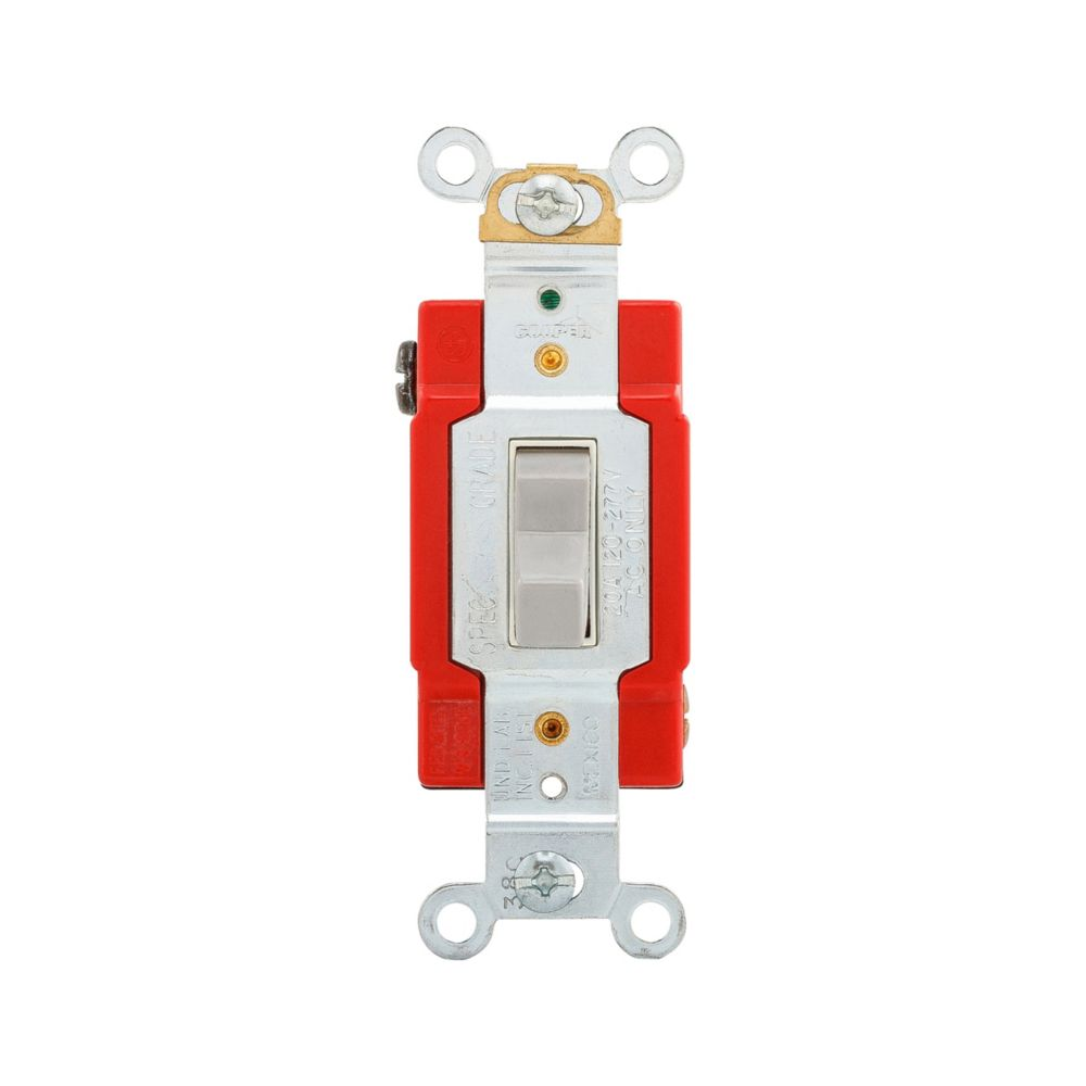 Cooper Wiring Devices AH1222GY Toggle Switch Dual-pole 20A 120/277V Screw Terminals Gray Polycarbonate Flush
