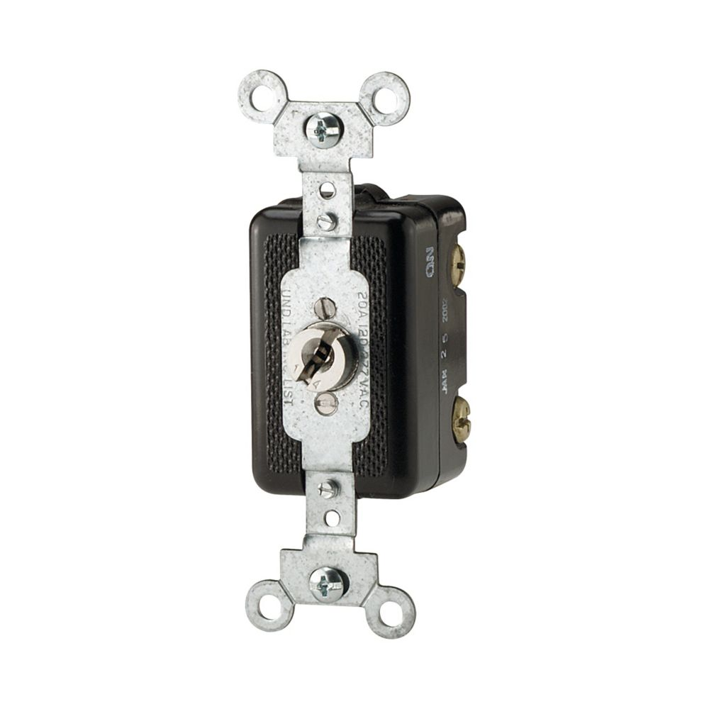 Cooper Wiring Devices AH1191N Locking Single-pole Switch 20A 120/277V Corbin Key Actuator Urea Brown