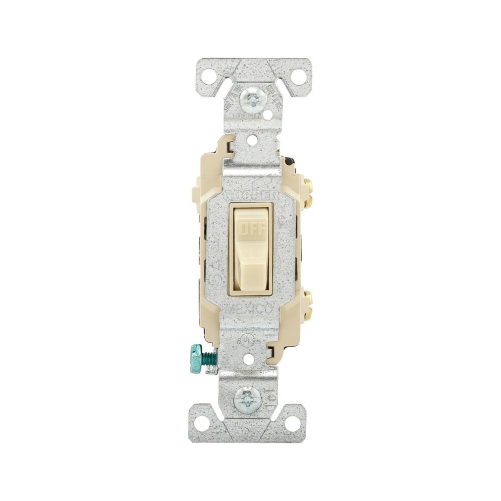 Cooper Wiring Devices CSB115V Toggle Switch Single-pole 15A 120/277V Ivory PVC Flush Mount