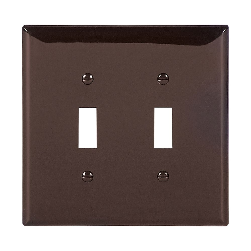 Cooper Wiring Devices PJ2B Wallplate Two-gang Toggle Switch Mid-size Brown Polycarbonate