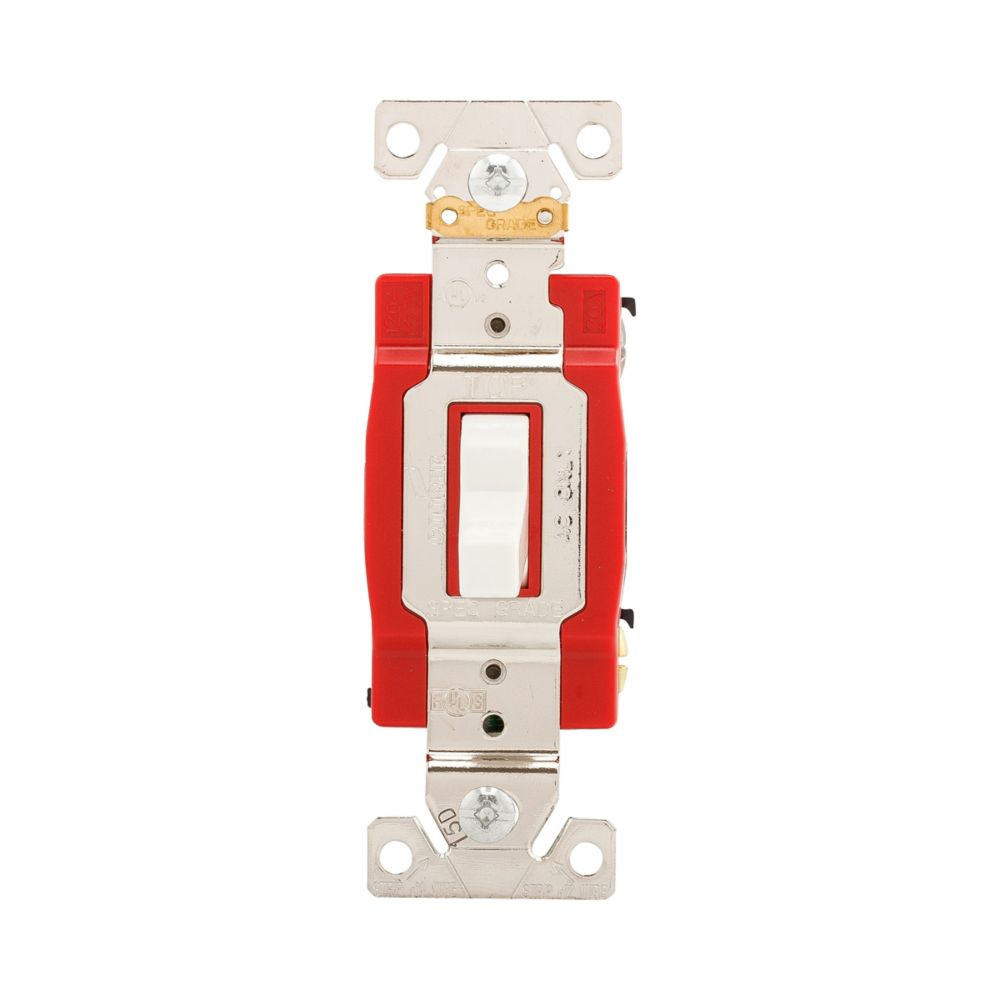 Cooper Wiring Devices AH1223W Toggle Switch 20A 120/277V 3-Way BackSide White Thermoplastic