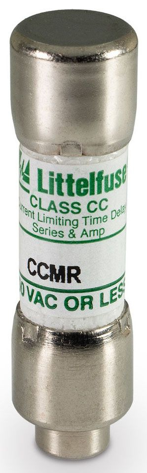 Littelfuse CCMR001.TXP Class CC Fuse 1A 600V Time Delay Dual Element Ferrule with Grooved Ring