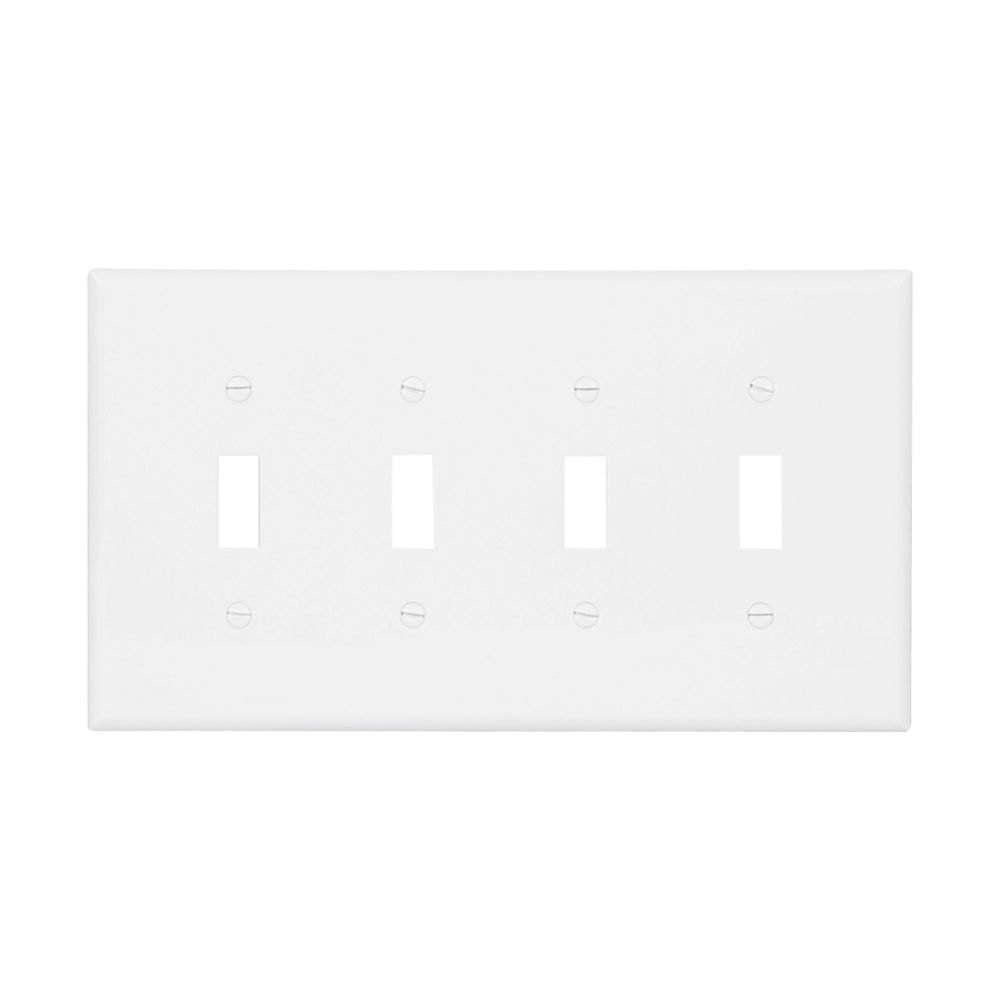 Cooper Wiring Devices PJ4W Wallplate Four-gang Toggle Switch White Polycarbonate