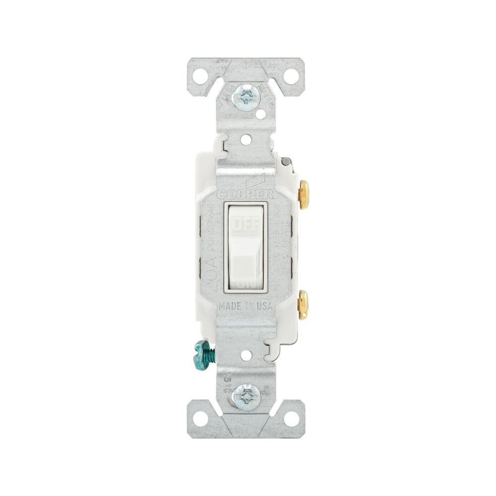 Cooper Wiring Devices CS120W Toggle Switch Single-pole 120/277V 20A White PVC