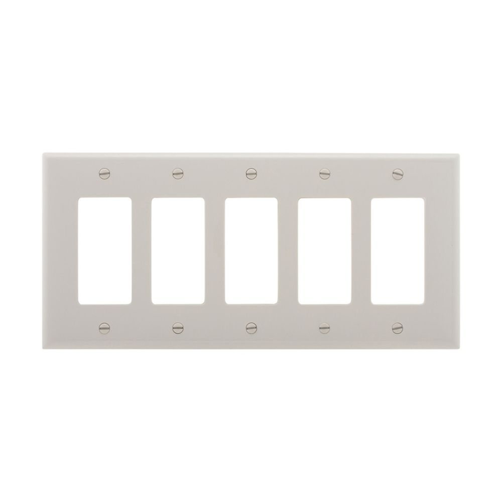 Cooper Wiring Devices PJ265W Wallplate Five-gang Decorator Cutout White Polycarbonate