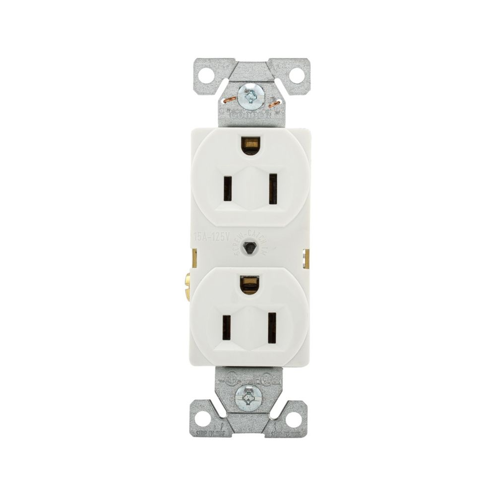 Cooper Wiring Devices BR15W Duplex Receptacle 15A 125V Auto-grounding White PVC