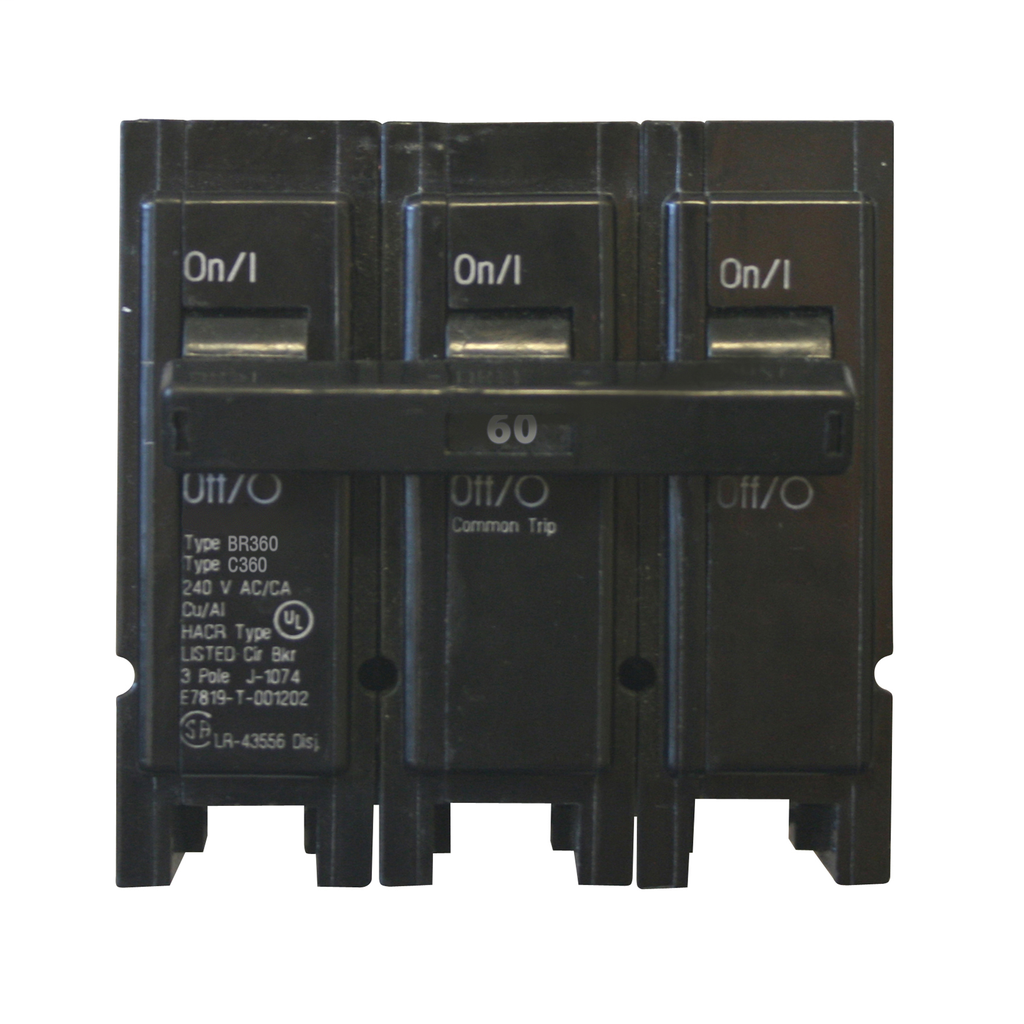 Cutler-Hammer BR360 Circuit Breaker Three-pole 60A 240V 10 kAIC Plug-on