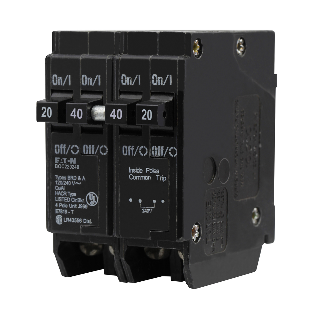 Cutler-Hammer BQC220240 Four-Pole Plug-on Breaker 120/240V 10 kAIC Common Trip #14-4 AWG CuAl