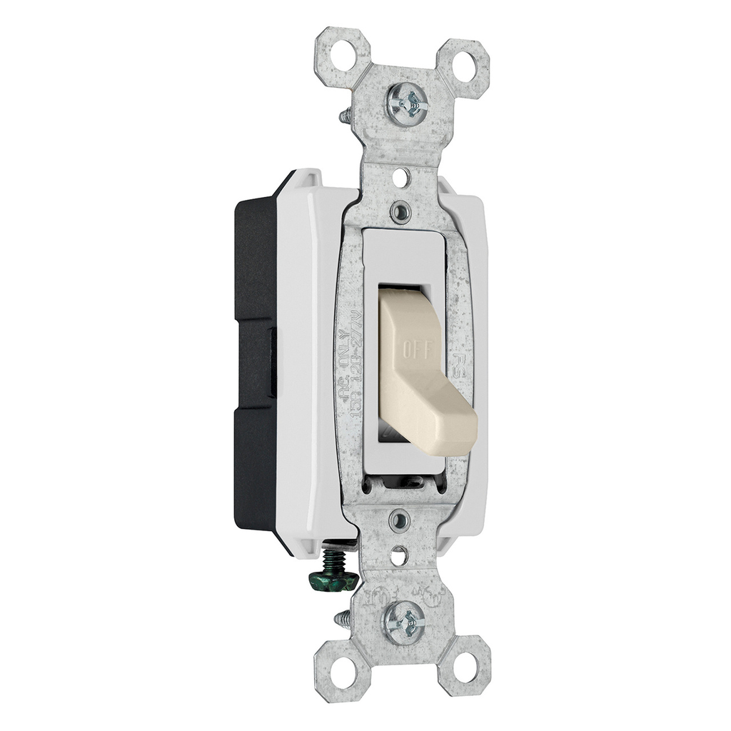 Pass & Seymour CS15AC1LA Toggle Switch 15A 120/277VAC Single Pole Side Wire Light Almond Thermoplastic