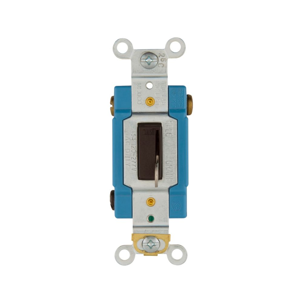 Cooper Wiring Devices AH1203L Locking Maintained Three-way Switch 15A 120/277V Brown Urea