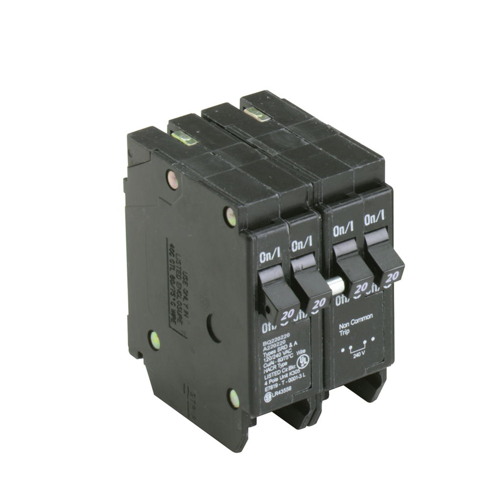 Cutler-Hammer BQ220220 Type BQ Quadplex Circuit Breaker 4-Pole 20A 120/240V Independent Trip Plug-on