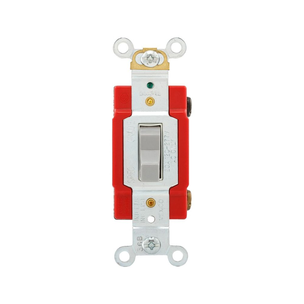 Cooper Wiring Devices AH1221GY Toggle Switch 20A 120/277V Single-pole Flush Mount Gray Polycarbonate