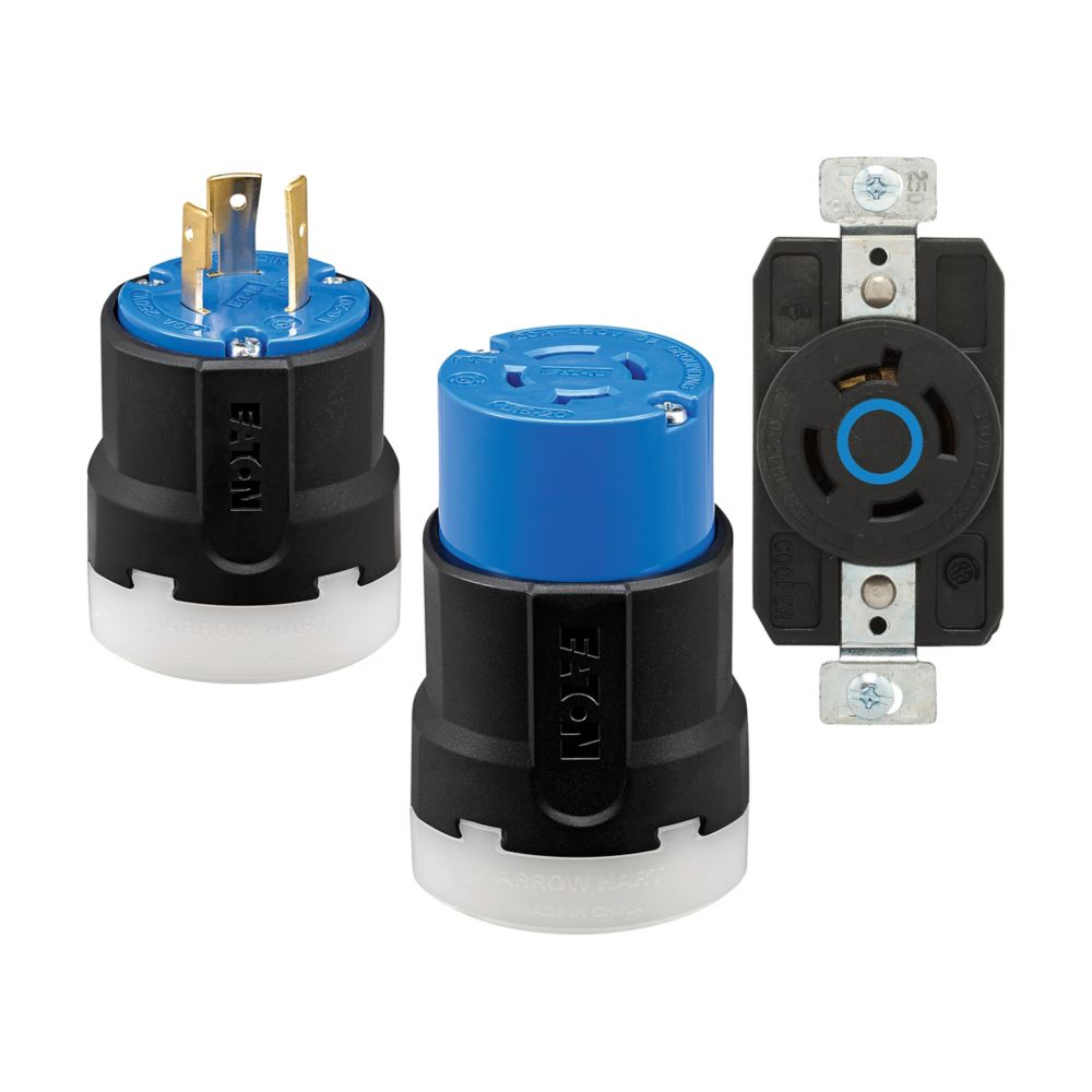 Cooper Wiring Devices AHCL620R Locking Receptacle L6-20 20A 250V 2-Pole Back Side Wiring Glass Filled Nylon Blue Black