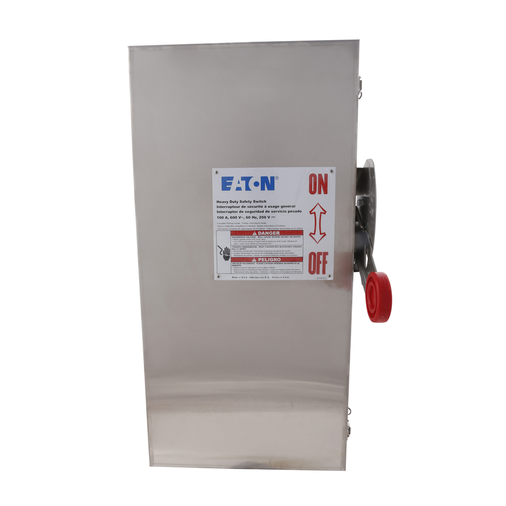 Cutler-Hammer DH323NWK Heavy Duty Fusible Safety Switch 100A 240V Three-pole Fusible with Neutral Class H 304 Stainless Steel NEMA 4X