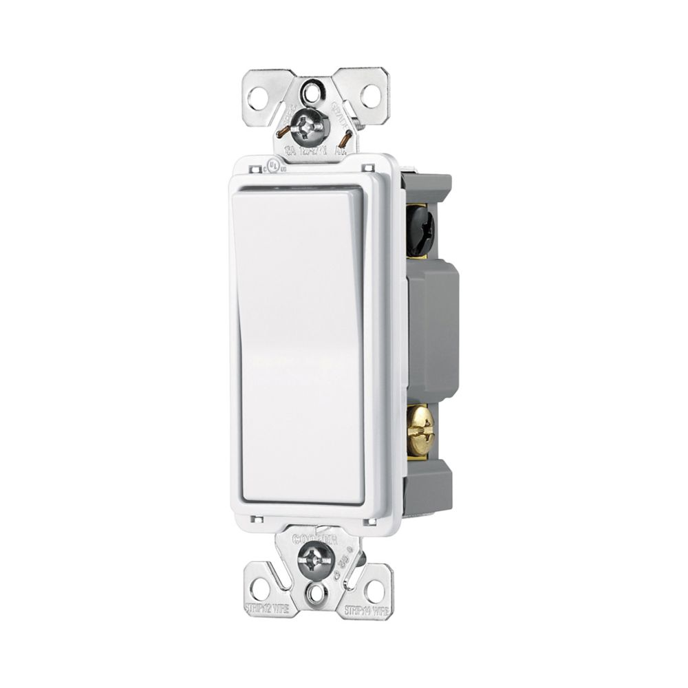 Cooper Wiring Devices 7604W-BOX Decorator Switch 15A 120/277V Four-way Antimicrobial paddle White Thermoplastic Flush mount