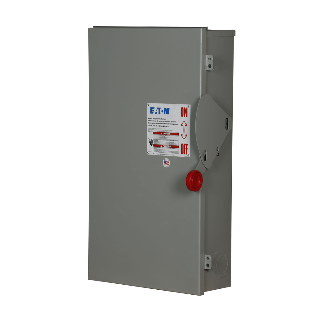 Cutler-Hammer DH364NRK Heavy Duty Fusible Safety Switch 200A 600V Three-Pole Four-Wire Class H NEMA 3R Painted Galvanized Steel