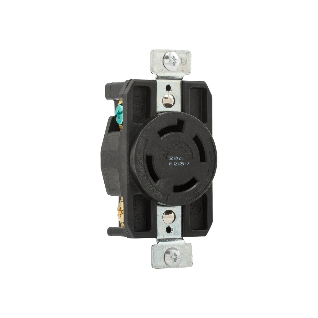 Cooper Wiring Devices AHL1730R Locking Receptacle Three-pole 30A 600V NEMA L17-30 Glass-filled nylon Black