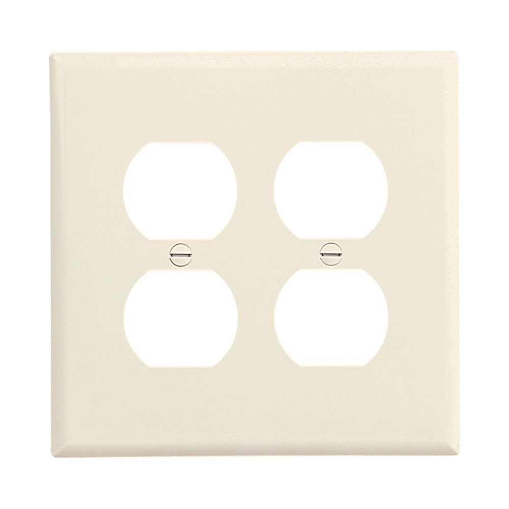 Cooper Wiring Devices PJ82LA Wallplate Mid-size Two-gang Power outlet Light Almond Polycarbonate