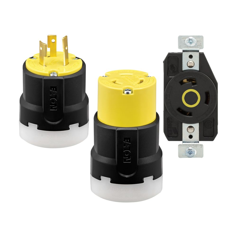 Cooper Wiring Devices AHCL520R Locking Receptacle NEMA L5-20 20A 125V Glass Filled Nylon Black Yellow