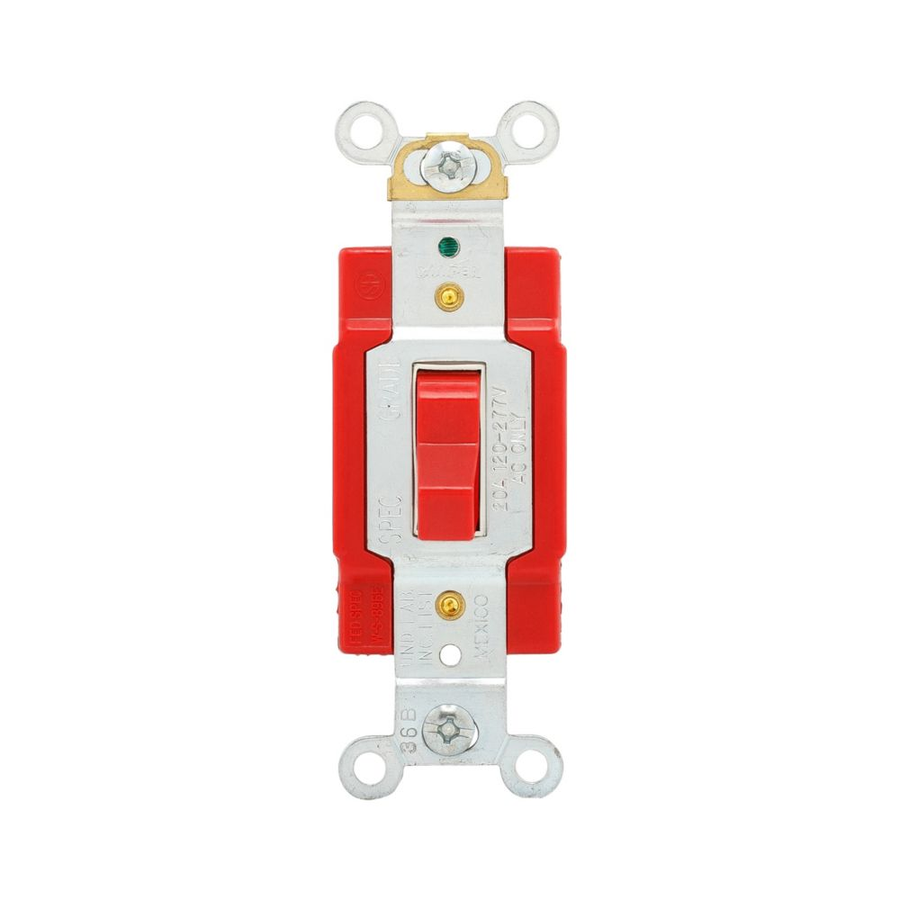 Cooper Wiring Devices AH1222RD Toggle Switch Dual-pole 20A 120/277V Red Polycarbonate