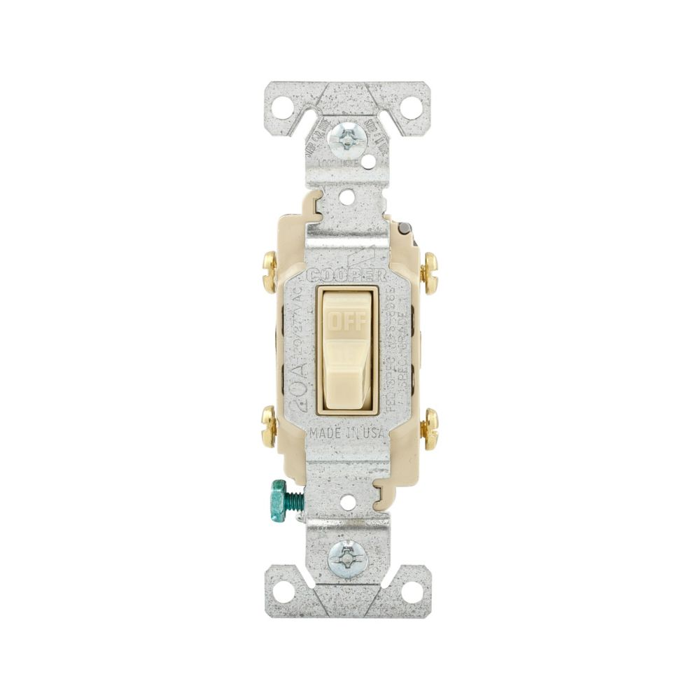 Cooper Wiring Devices CS220V Toggle Switch Two-pole 20A 120/277V Brass PVC Ivory Flush