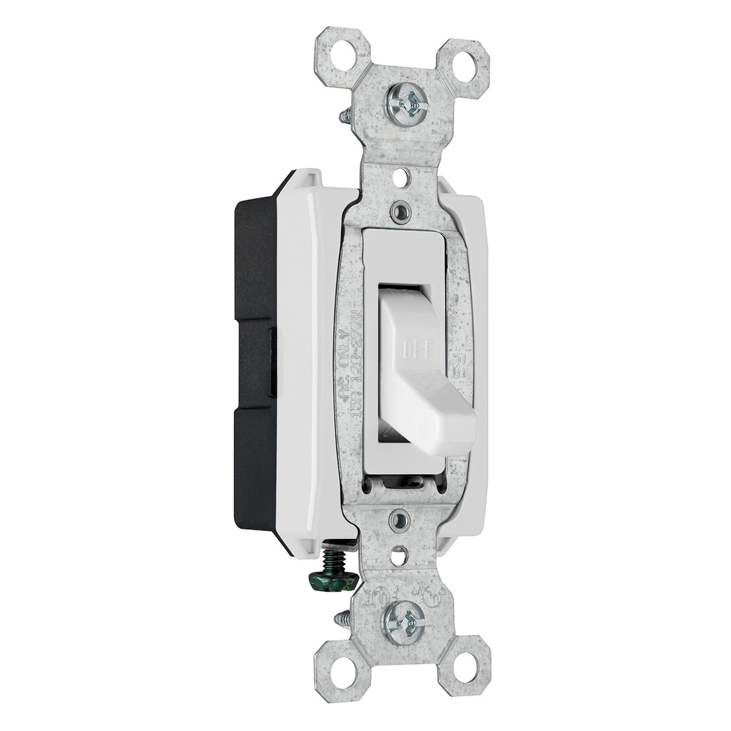 Pass & Seymour CS15AC1W Toggle Switch Single Pole 15A 120/277VAC Thermoplastic White