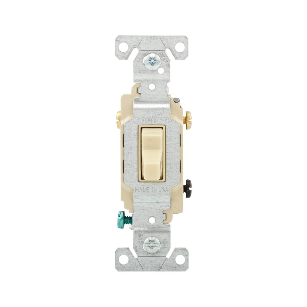 Cooper Wiring Devices CS315V Toggle Switch Three-Way 120/277V 15A Ivory PVC